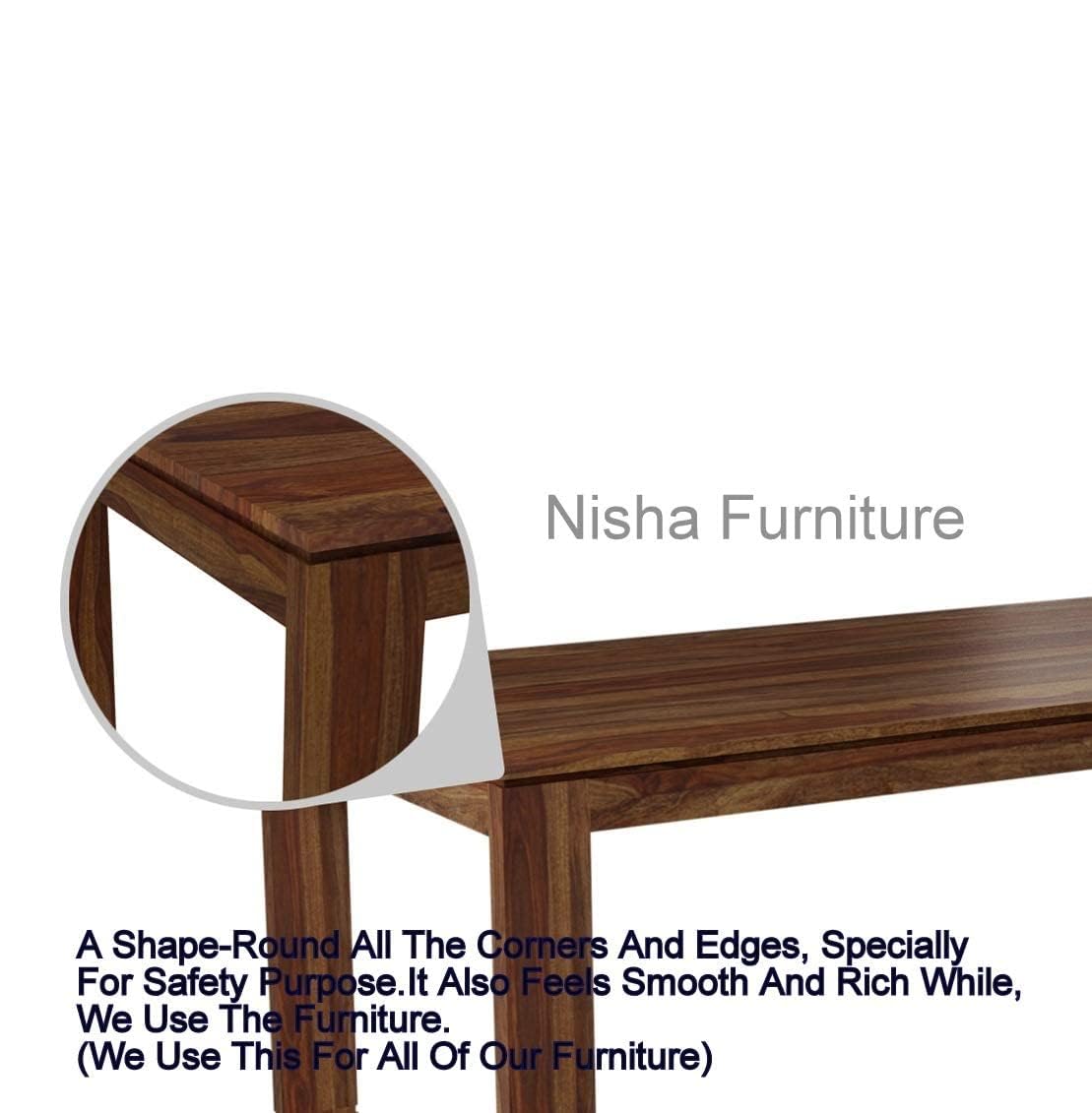 Nisha Furniture Solid Sheesham Wood Bench for Dining Room and Entryway