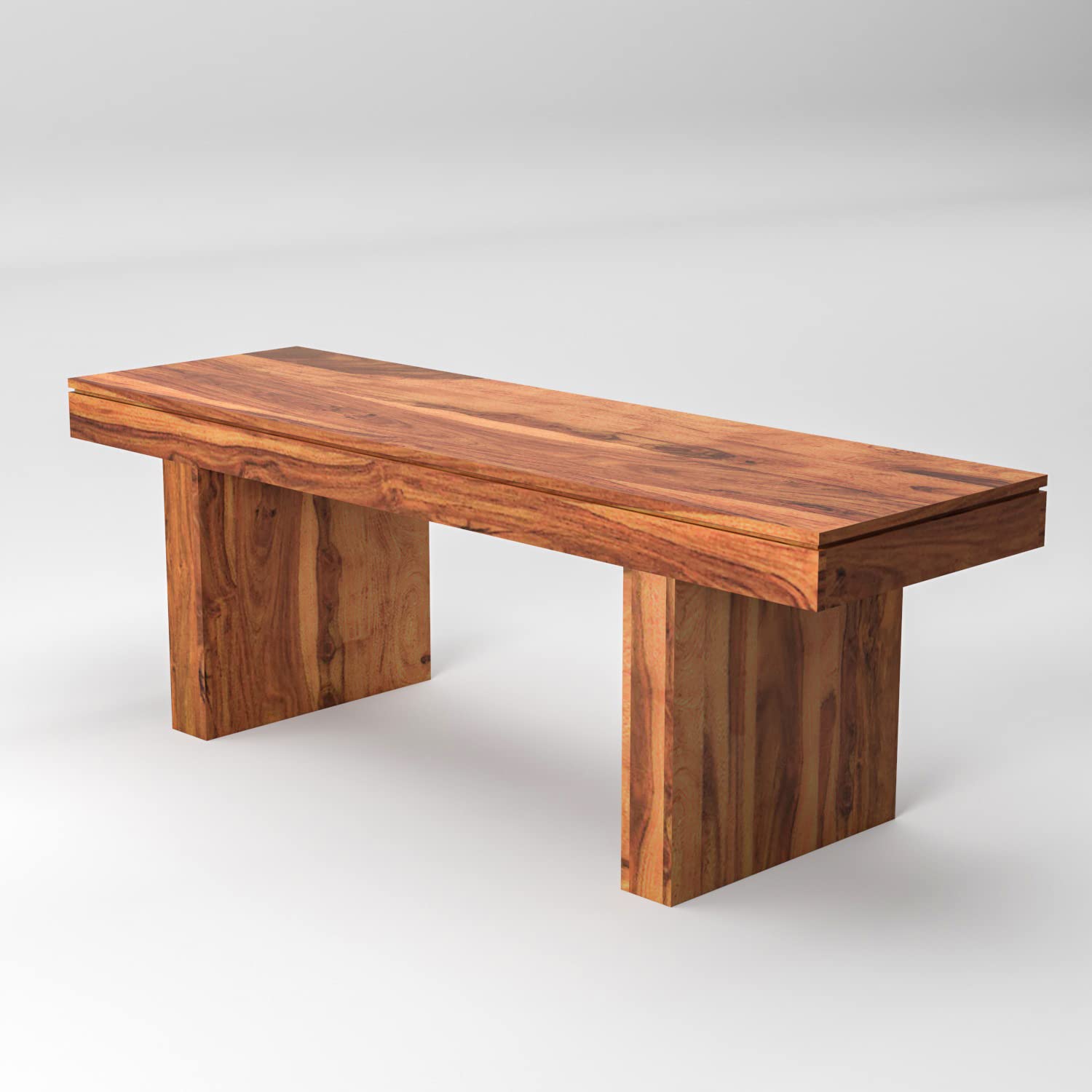 Nisha Furniture Solid Sheesham Wood Bench in Natural Finish