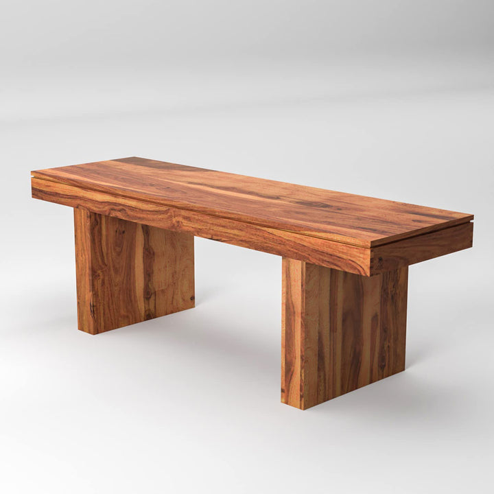 Nisha Furniture Solid Sheesham Wood Bench in Natural Finish
