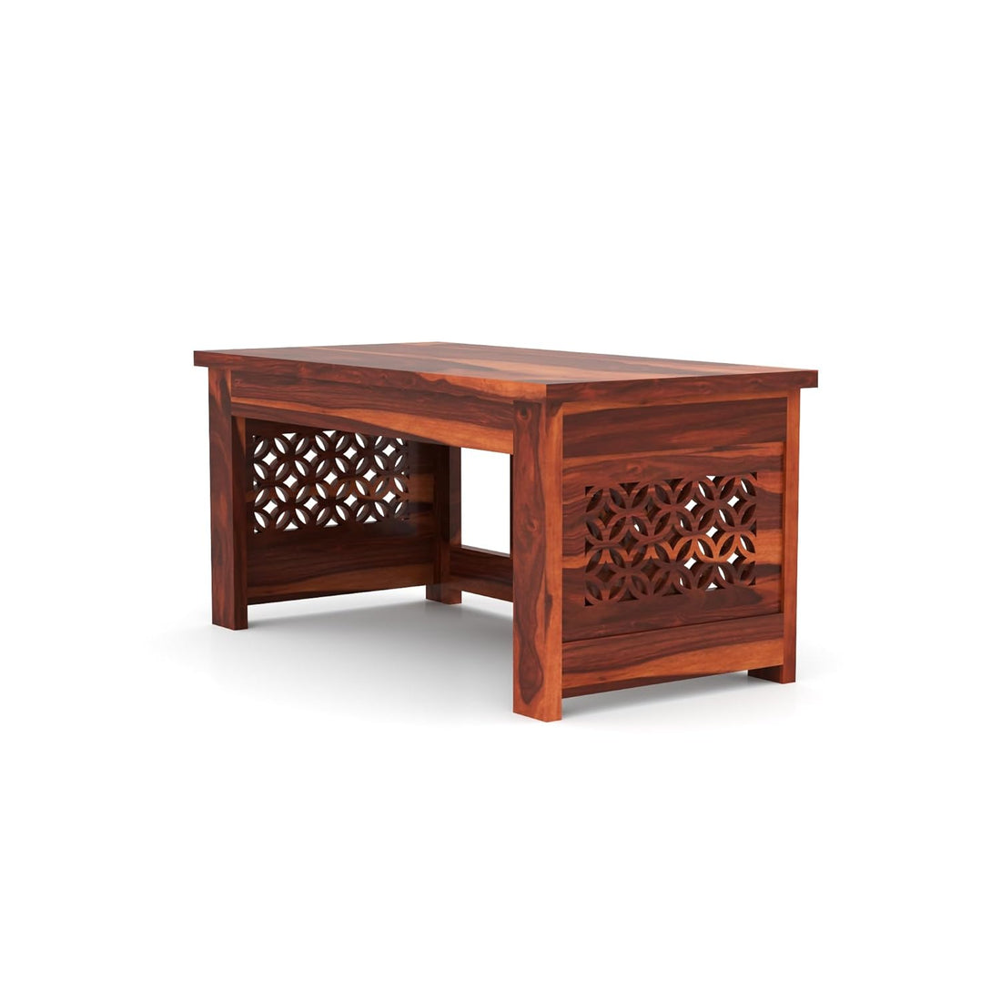 Nisha Furniture Coffee Table with 2 Designer Cushioned Stools