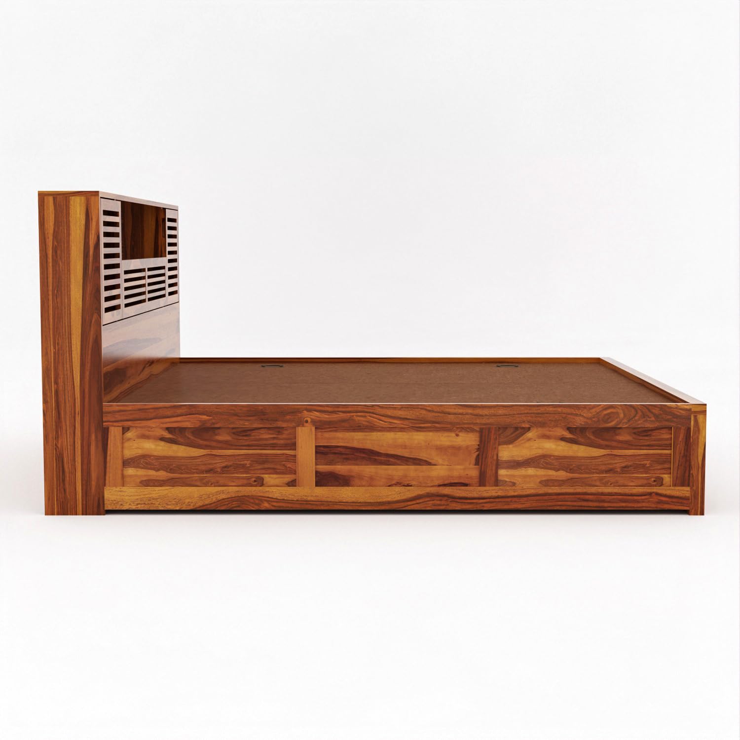 Nisha Furniture Solid Sheesham Wood Storage Bed with Headboard