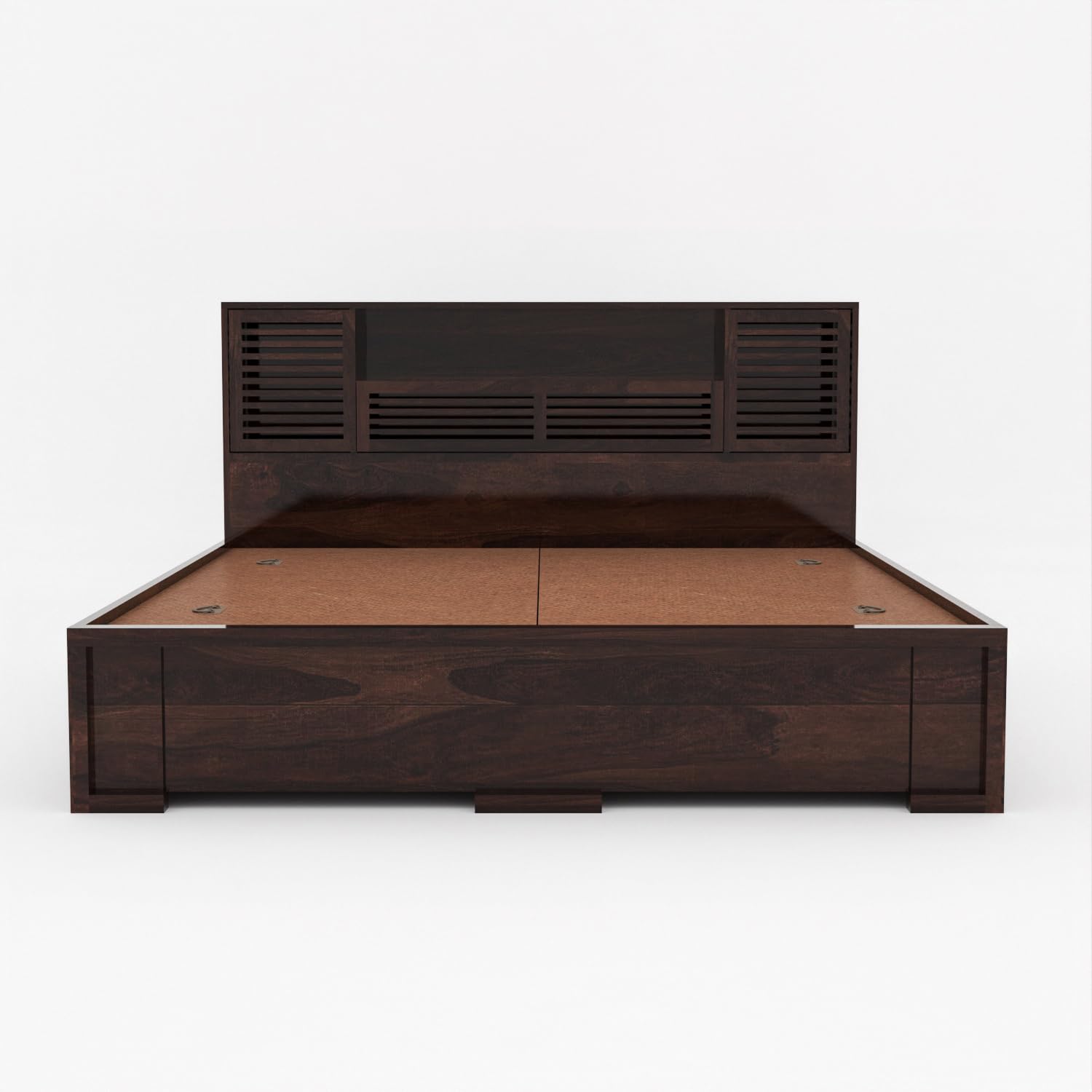 Nisha Furniture Solid Sheesham Wood Platform Bed with Storage