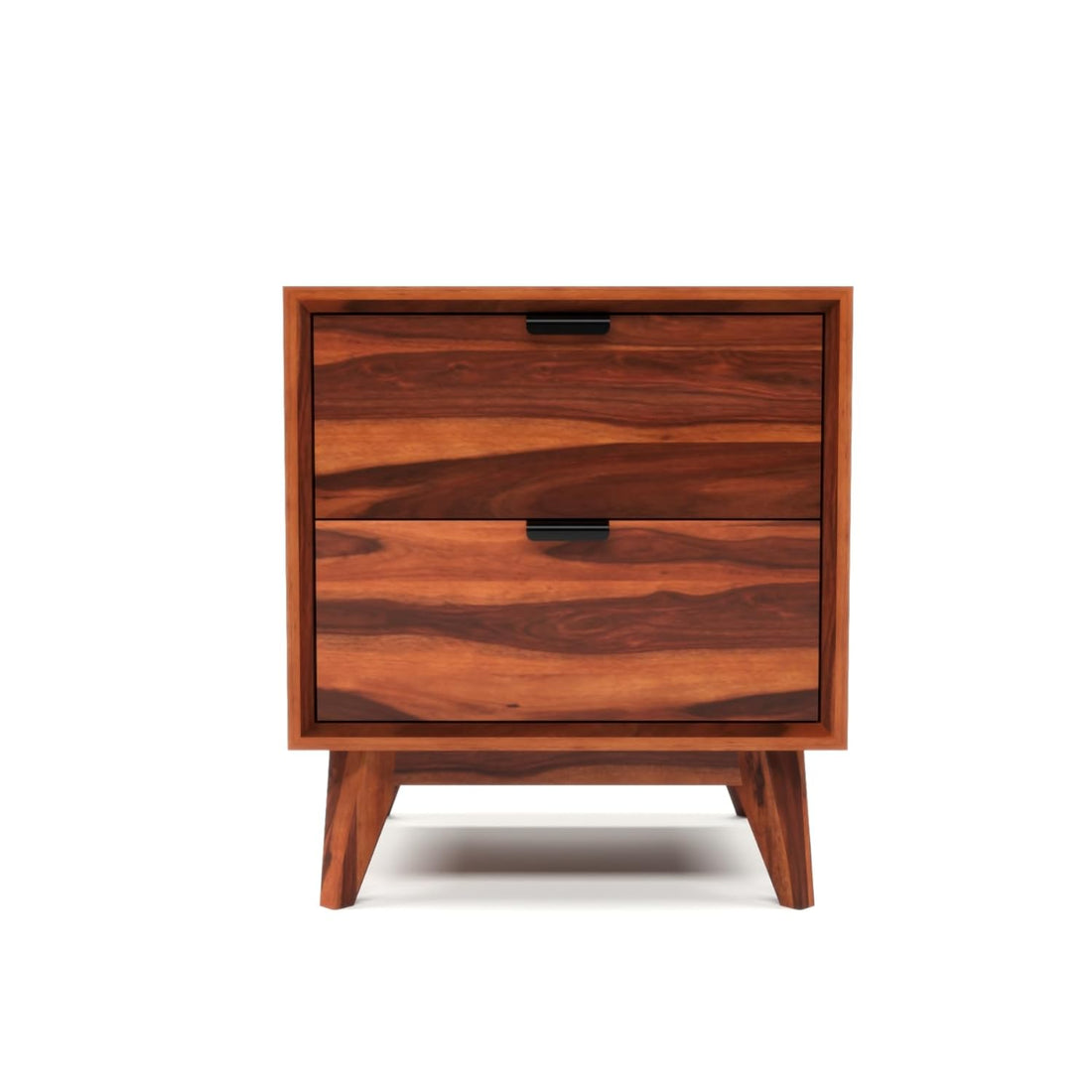 Modren Solid Sheesham Wood Bedside Table | Modern Wooden Nightstand with 2 Drawers