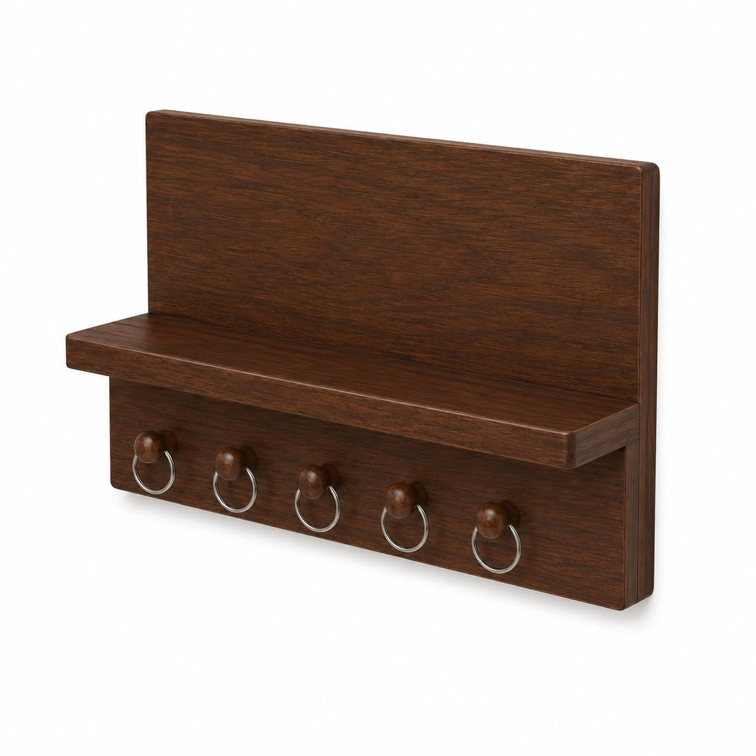Wooden Wall Mounted Key Holder Shelf with Decorative Buddha & Plant Stand