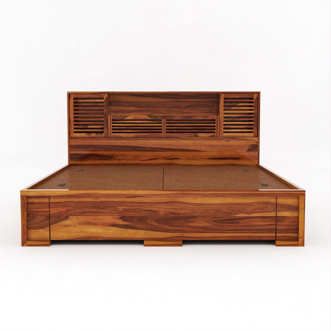 Nisha Furniture Solid Sheesham Wood Storage Bed with Headboard
