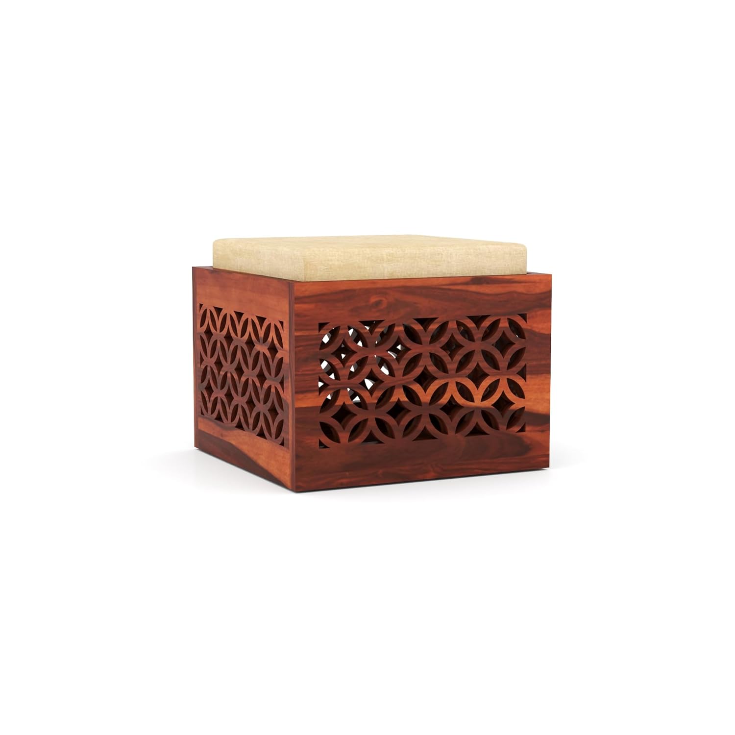Nisha Furniture Coffee Table with 2 Designer Cushioned Stools