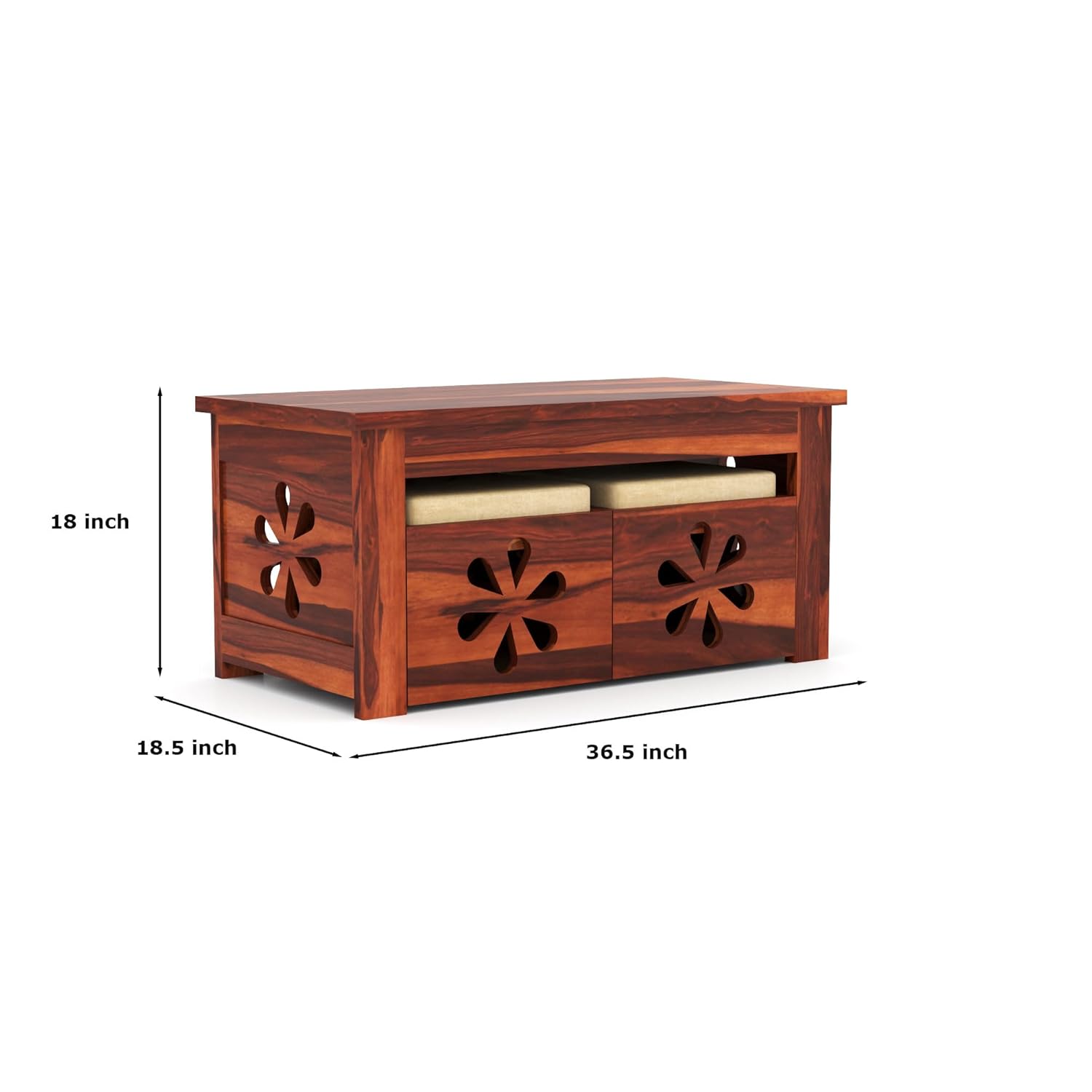 Nisha Furniture Coffee Table with 2 Cushioned Stools