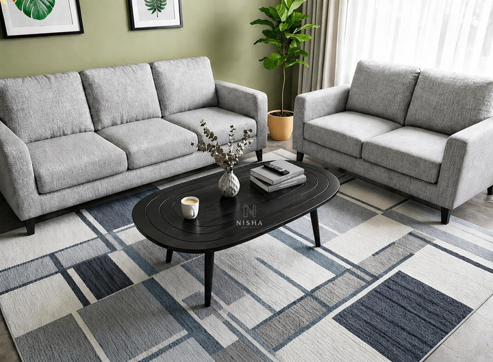 Solid Sheesham Wood Black Oval Center Table | Modern Living