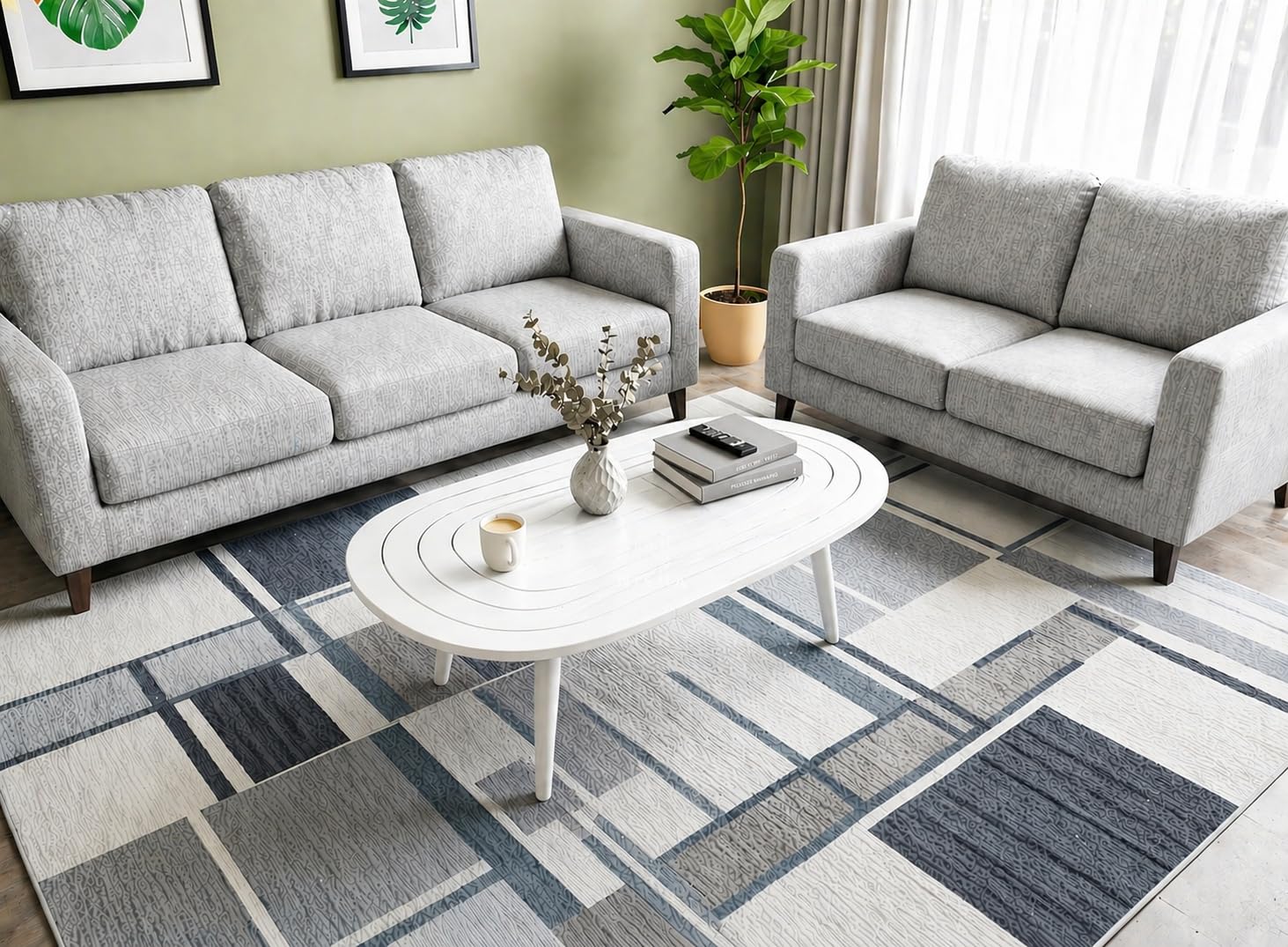 Solid Sheesham Wood White Oval Center Table | Modern Living Room