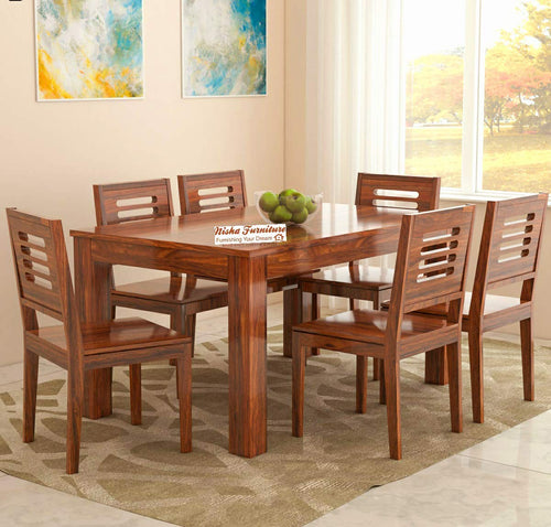 Nisha Furniture Solid Sheesham Wood 6 Seater Dining Table Set