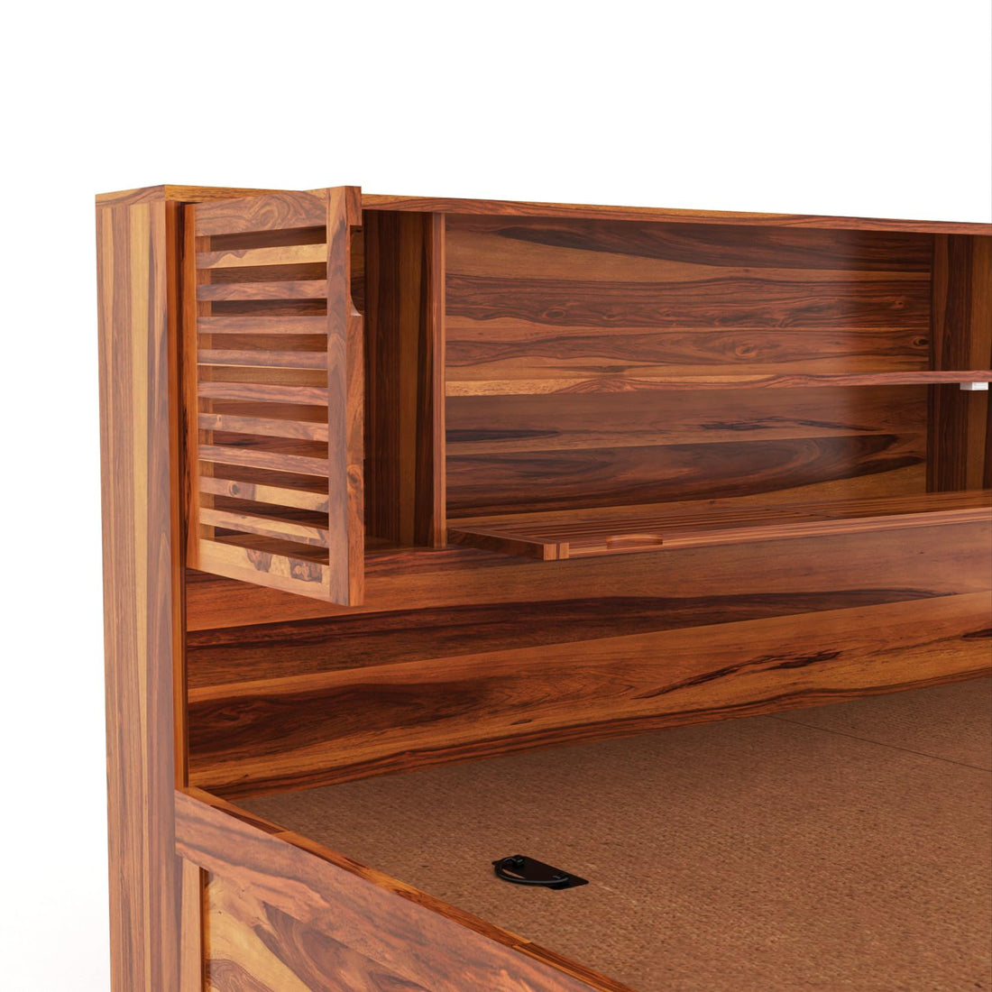 Nisha Furniture Solid Sheesham Wood Storage Bed with Headboard