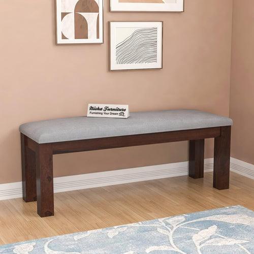 Solid Wood Upholstered Bench for Living Room, Bedroom & Entryway | Modern Wooden Bench Seat