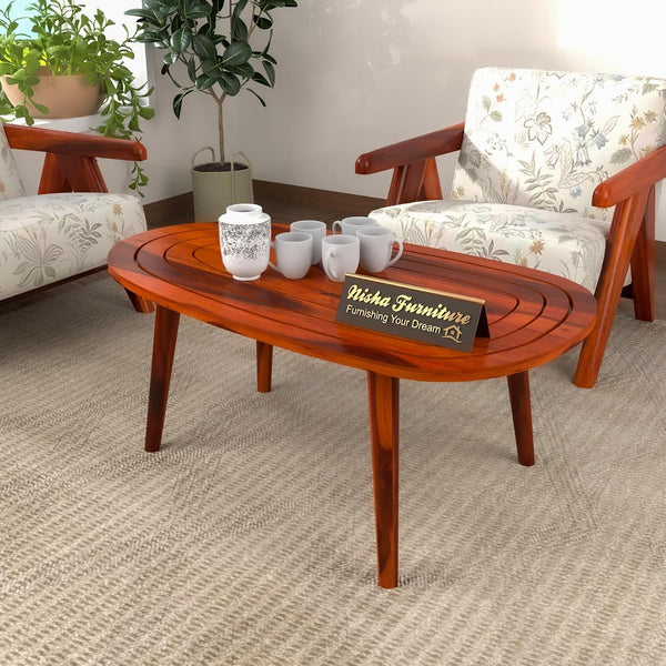 Nisha Furniture Solid Sheesham Wood Oval Center Table | Modern Living