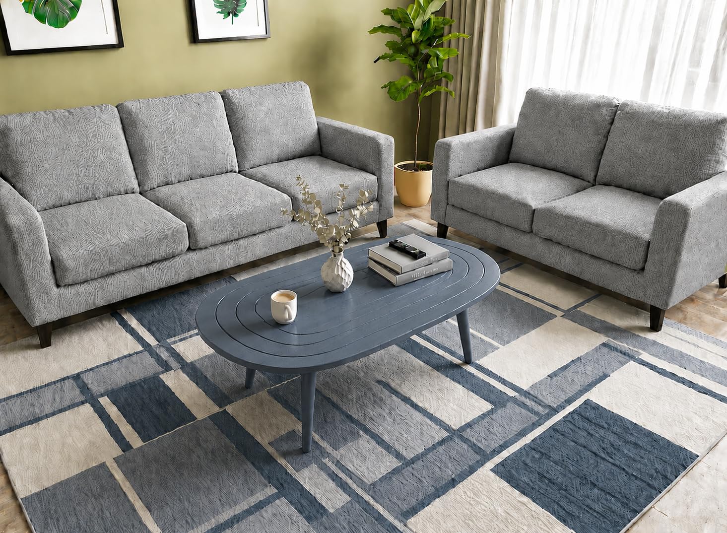 Solid Sheesham Wood Oval Center Table | Modern Wooden Living Room