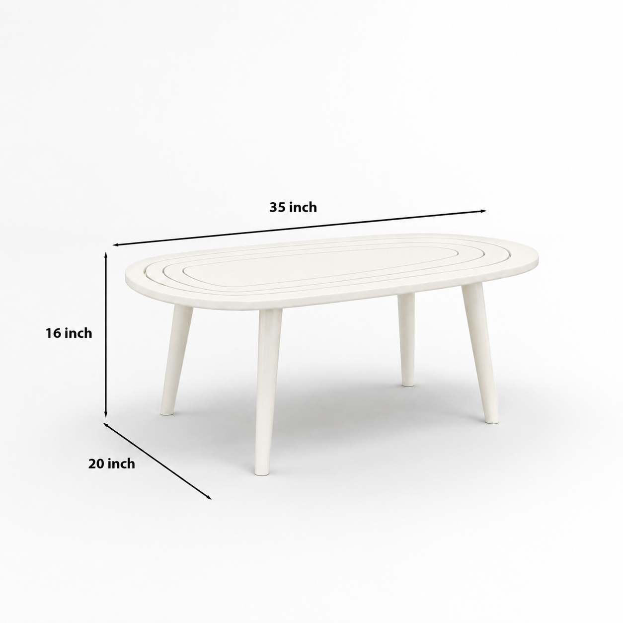 Solid Sheesham Wood White Oval Center Table | Modern Living Room