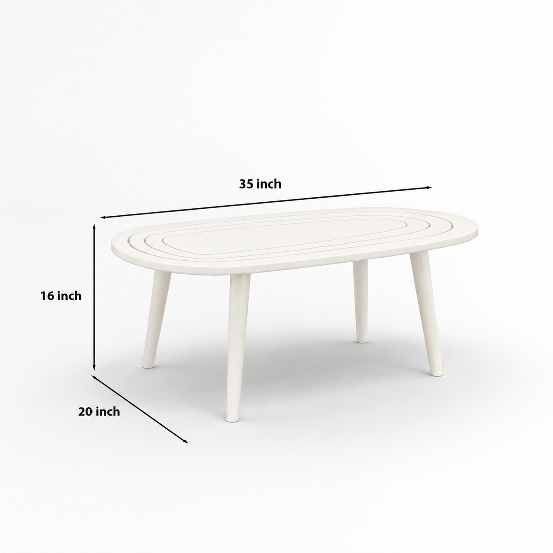 Solid Sheesham Wood White Oval Center Table | Modern Living Room