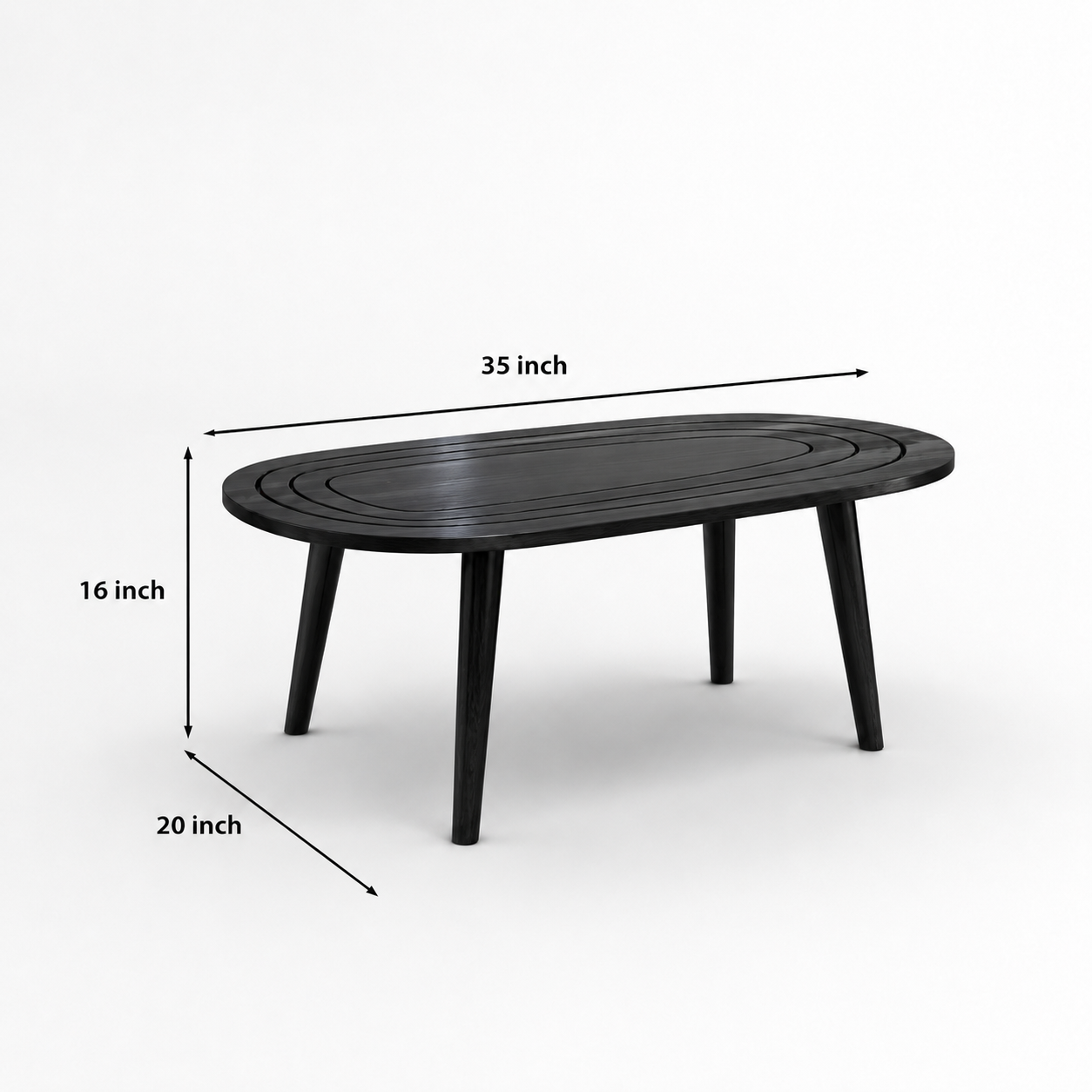 Solid Sheesham Wood Black Oval Center Table | Modern Living