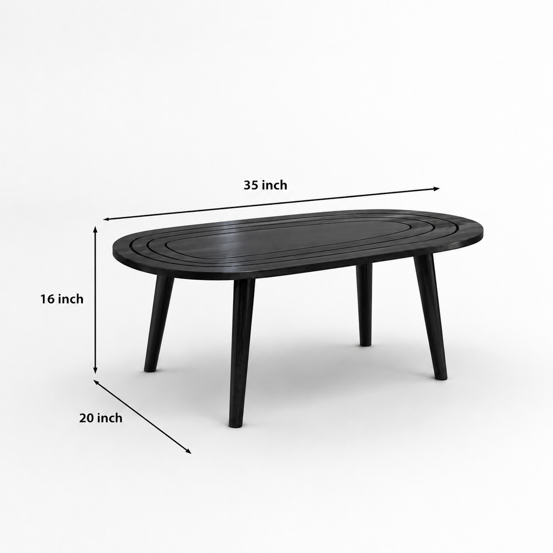Solid Sheesham Wood Black Oval Center Table | Modern Living