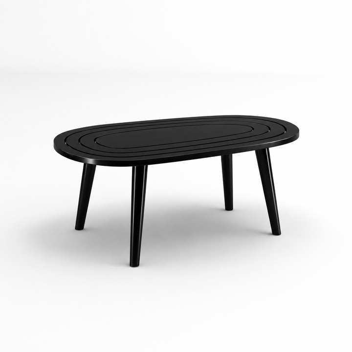 Solid Sheesham Wood Black Oval Center Table | Modern Living