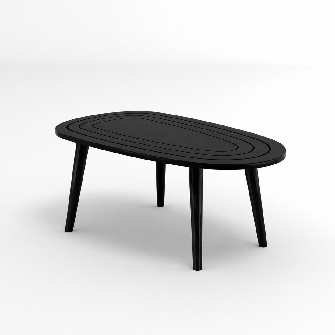 Solid Sheesham Wood Black Oval Center Table | Modern Living