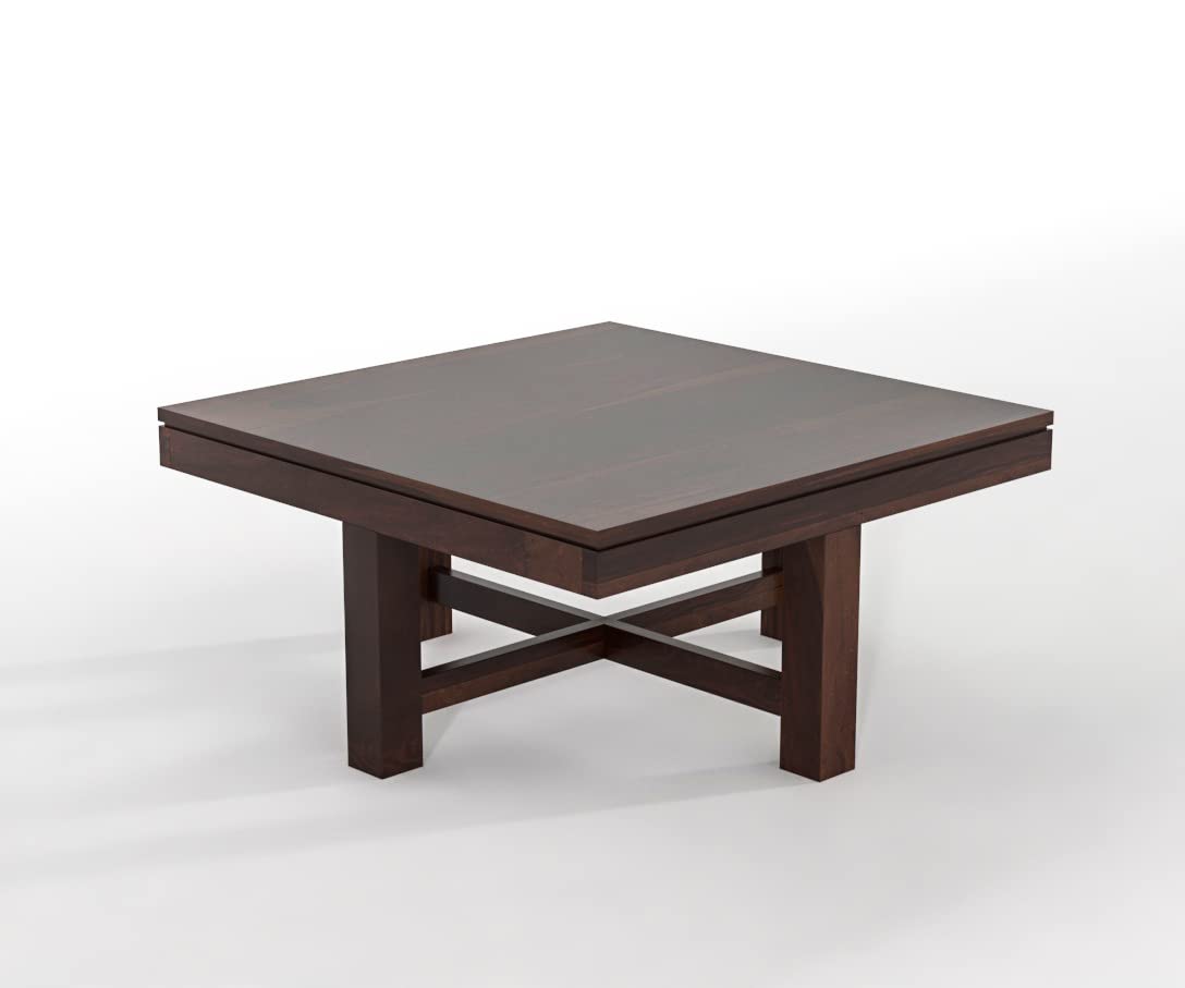 Solid Wood Coffee Table Set with 4 Nesting Stools