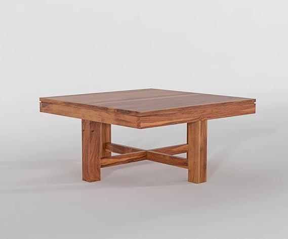 Solid Wood Coffee Table with 4 Cushioned Stools