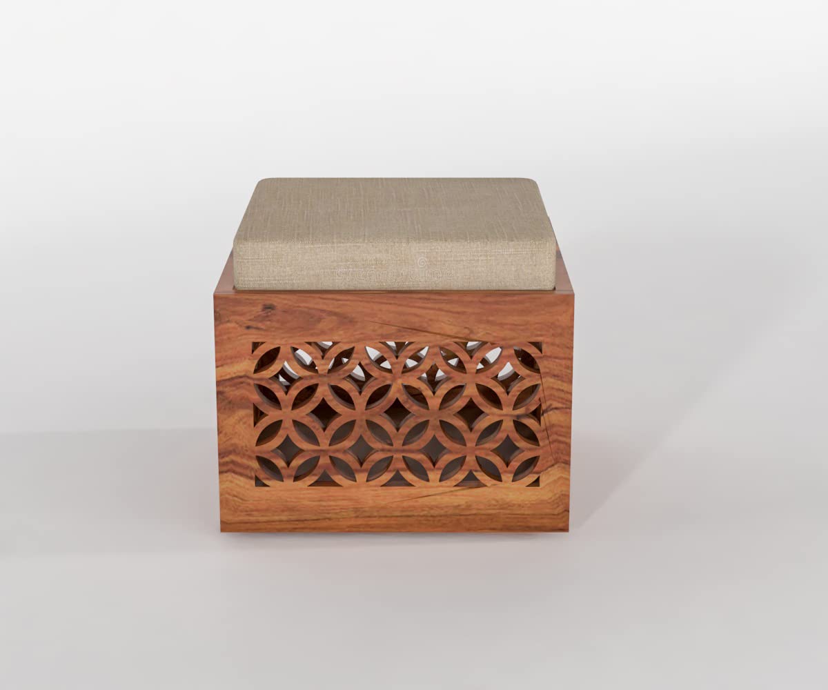 Coffee Table with 4 Stools(Carved-Natural Teak Finish)